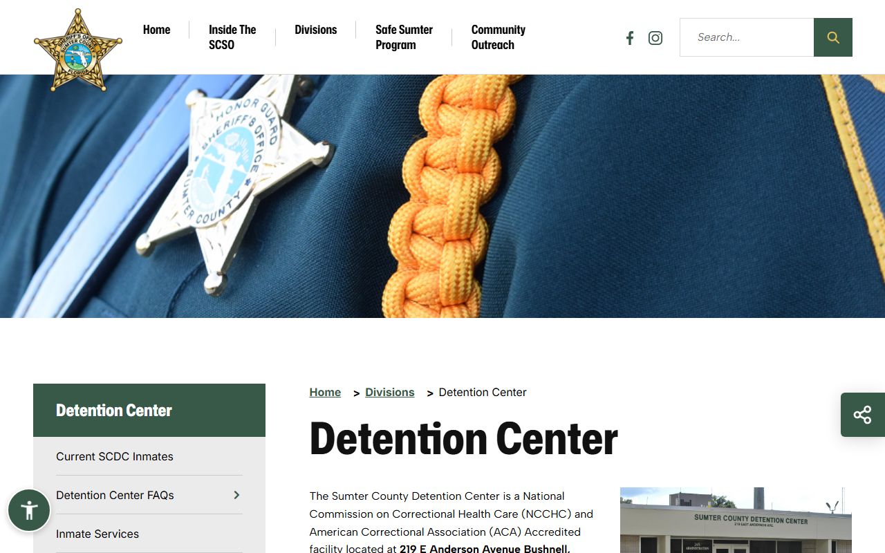 Sumter County Detention Center official page with address and directions